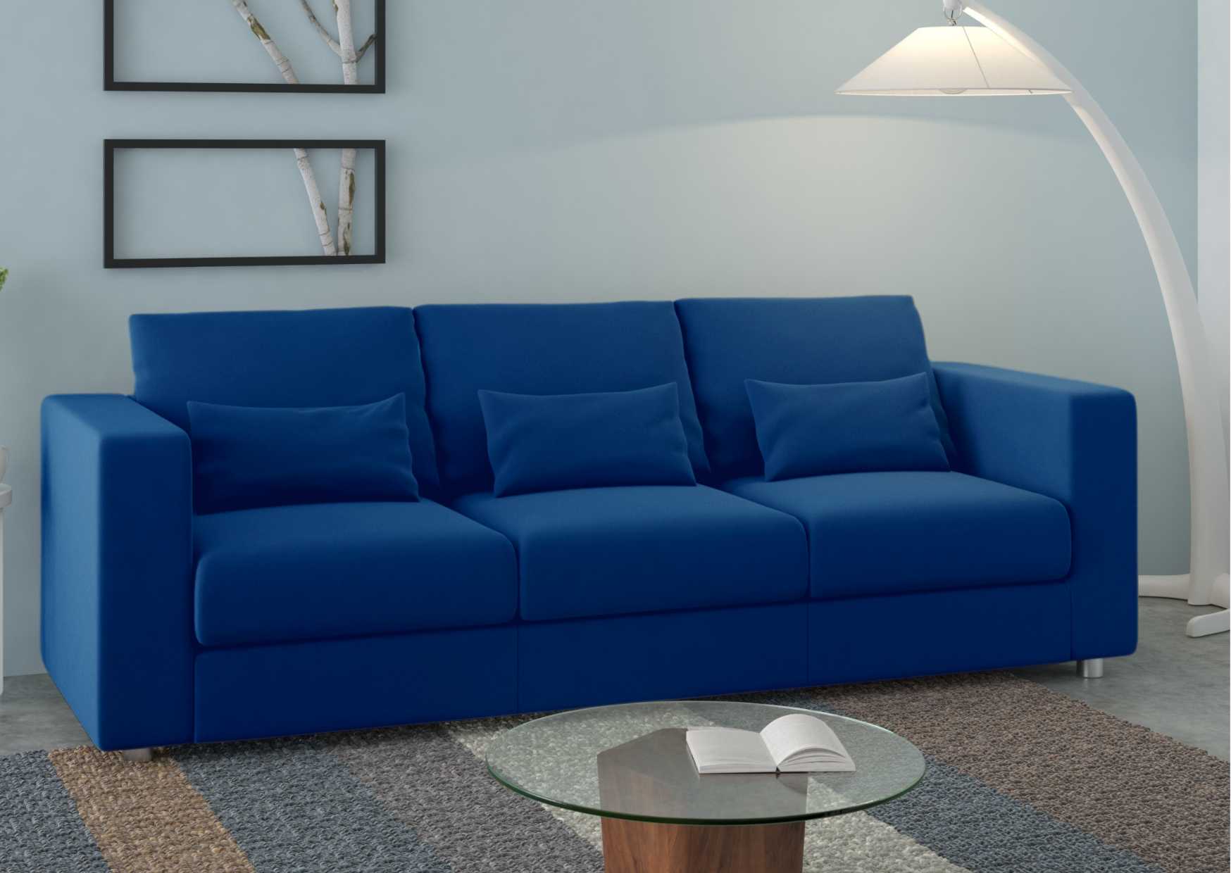 Klasyczna sofa rozkładana w kolorze granatowym